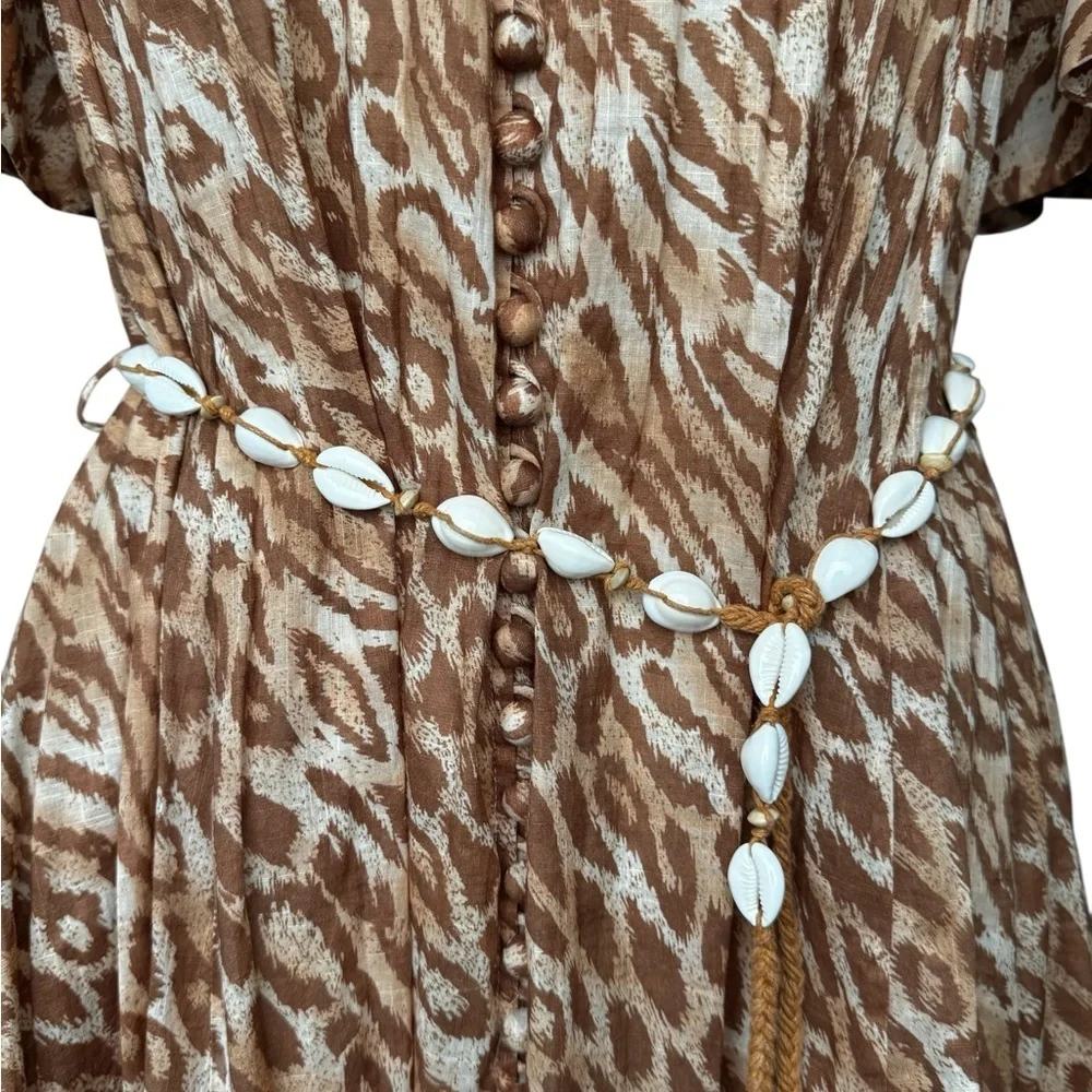 ZIMMERMANN Tropicana Flutter Sleeve Mini Dress in Leopard Size:1 US:6 - Picture 11 of 16